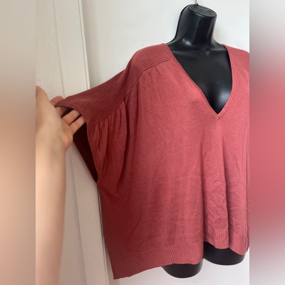 Anthropologie Clara Knit Top Linen Blend Size S V-Neck Short Sleeve - Picture 5 of 12